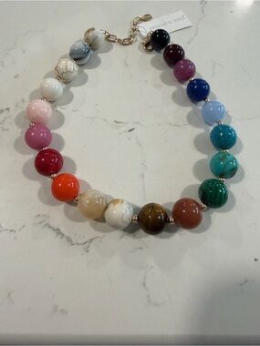 Argento Vivo Multicolor Glossy Bead Necklace with Gold Accents